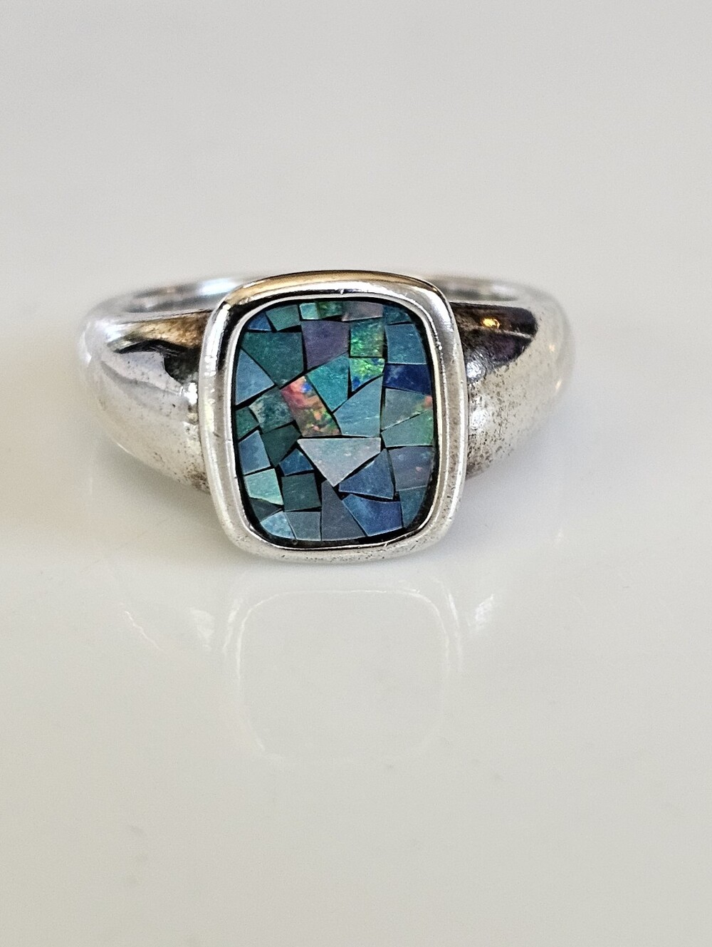 MICHELLE ALBALA Sterling Silver Vintage Real Opal Gem Inlay Ring Size 6.… - Picture 1 of 6